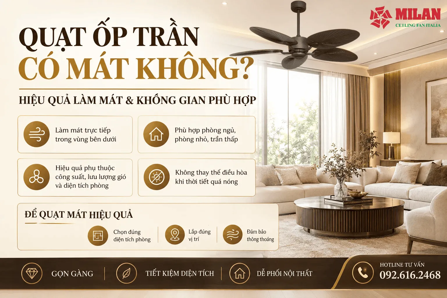 quạt ốp trần có mát không
